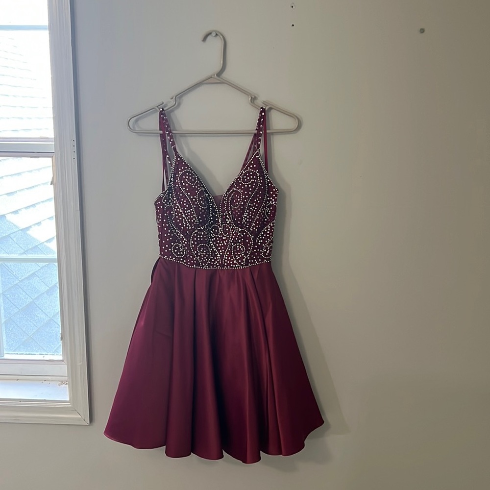 Gorgeous maroon beaded Homecoming/Formal dress, size XS
